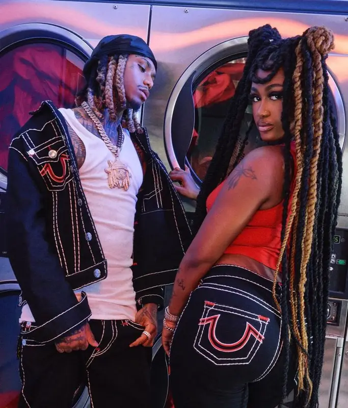 Lil Gnar outfit in True Religion and Hanes, 2023