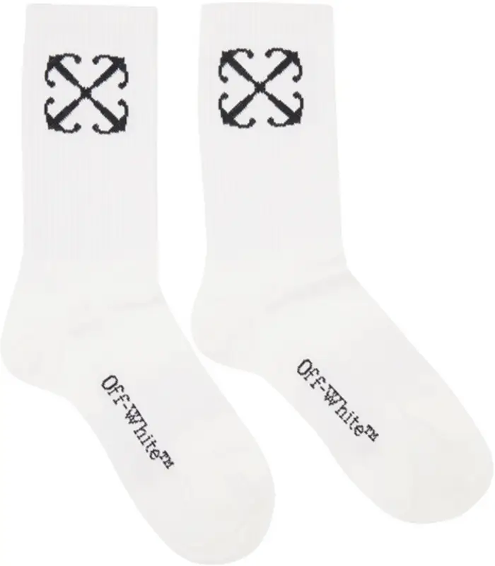 Off-White White Jacquard Socks $110