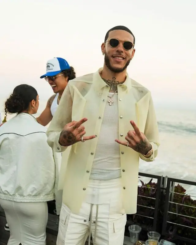 Lonzo Ball outfit in Rick Owens and Jacques Marie Mage, 2023