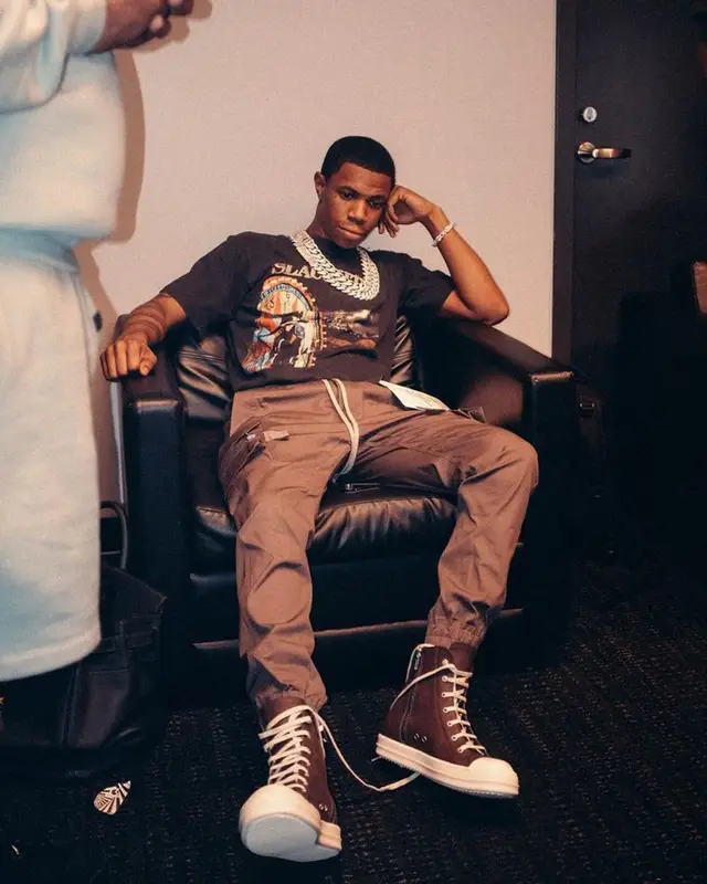 A Boogie Wit Da Hoodie outfit in Enfants Riches Deprimes and Rick Owens, 2023