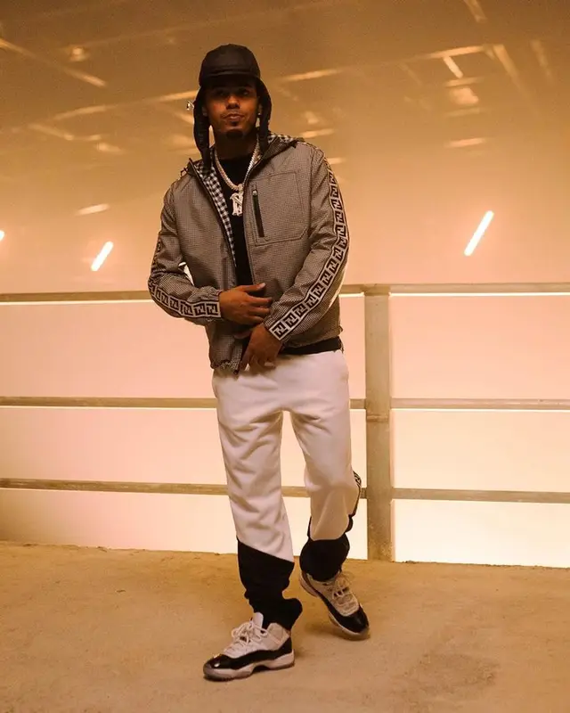 Myke Towers outfit in Fendi and Jordan, 2023