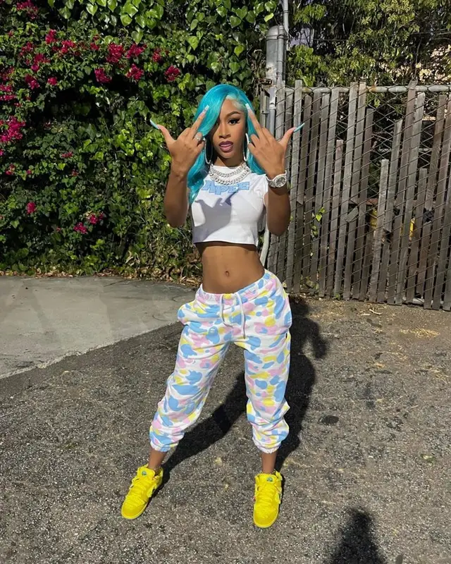 Lakeyah outfit in Aape, Bape, and Nike, 2023