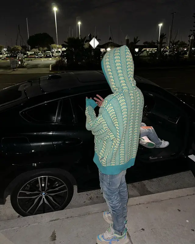 Mikey outfit in Palm Angels, Amiri, and Off-White, 2023