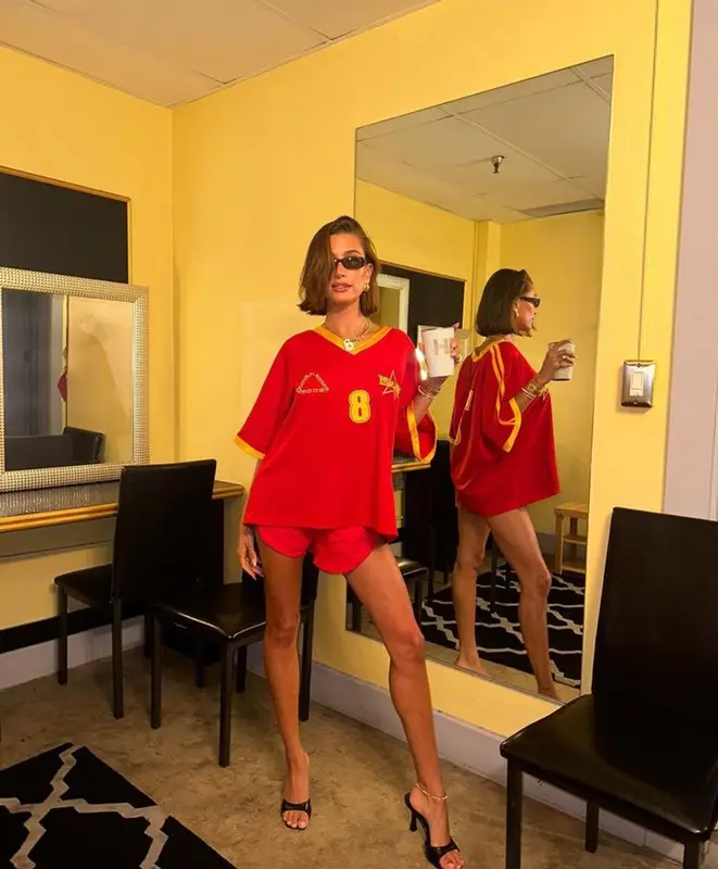 Hailey Bieber outfit in Vintage, Chanel, and Magda Butrym, 2023