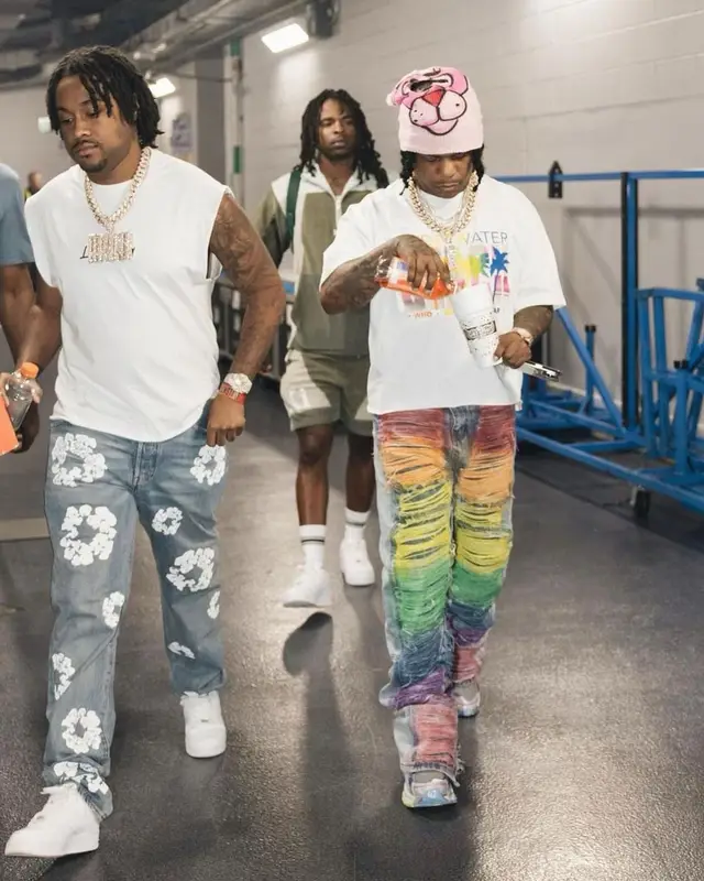 Rylo Rodriguez outfit in Who Decides War, Balenciaga, and De Chief , 2023