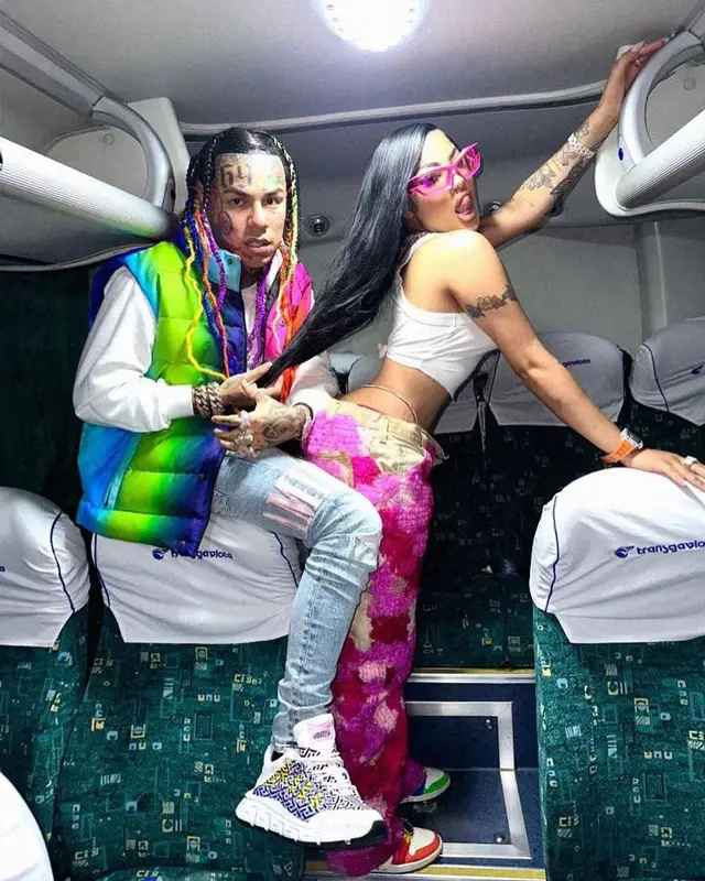 6ix9ine outfit in AGR Knit, Amiri, and Versace, 2023