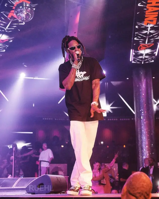 2 Chainz outfit in Denim Tears, Vans, and Balenciaga, 2023