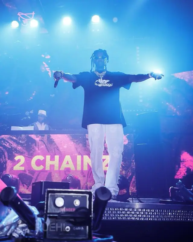 2 Chainz outfit in Denim Tears, Vans, and Balenciaga, 2023