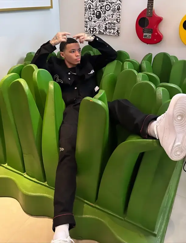 Lil Mosey outfit in Evisu and Nike, 2023