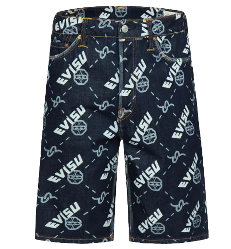 Evisu Monogram Print Denim Shorts $334