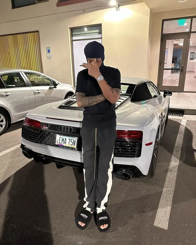 Tekno outfit in Off-White, Rhude, and Balenciaga, 2023
