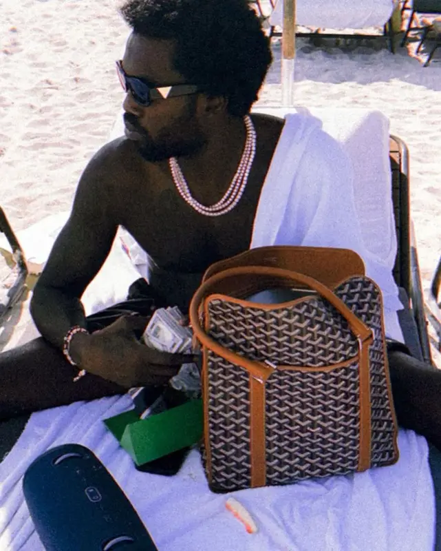 Meek Mill outfit in Goyard and Bottega Veneta, 2023