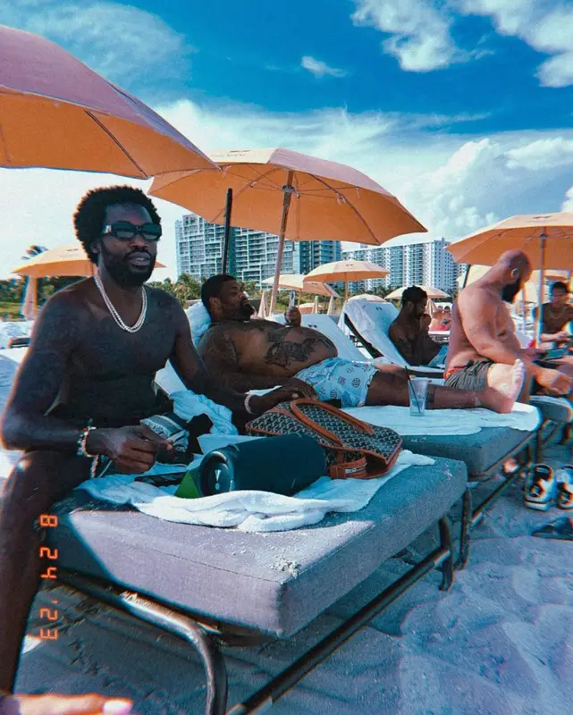 Meek Mill outfit in Goyard and Bottega Veneta, 2023