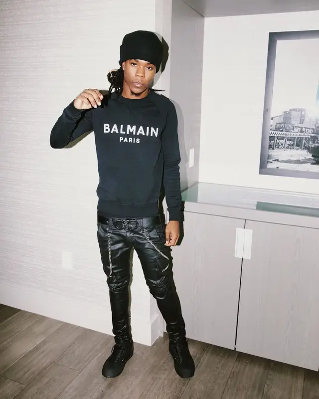 Cae Cartier outfit in Balmain and Ferragamo, 2022