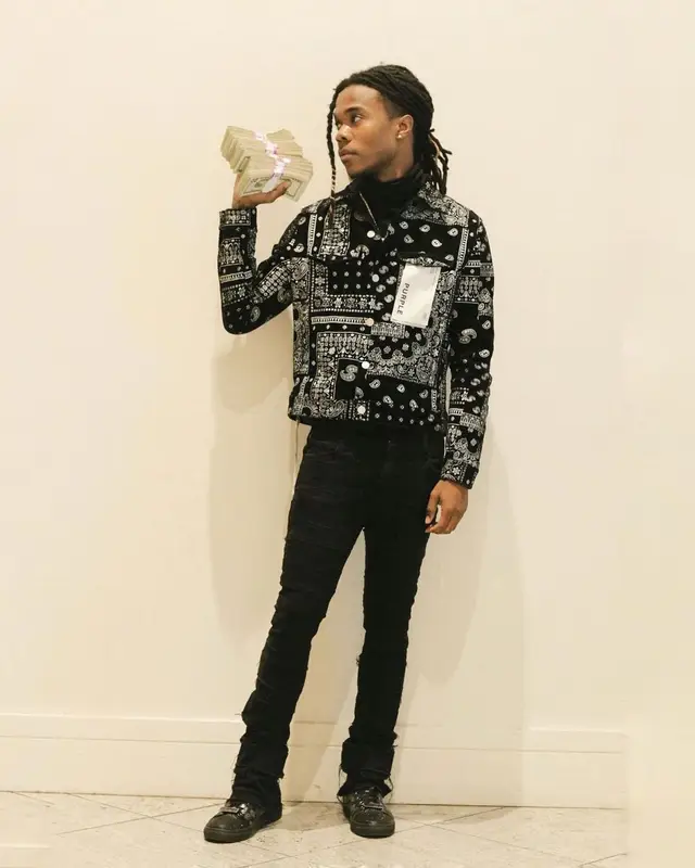 Cae Cartier outfit in Purple Brand, 2022