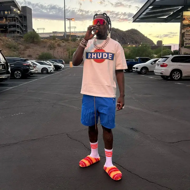 Sauce Walka outfit in Rhude, Oakley, and Marni, 2023