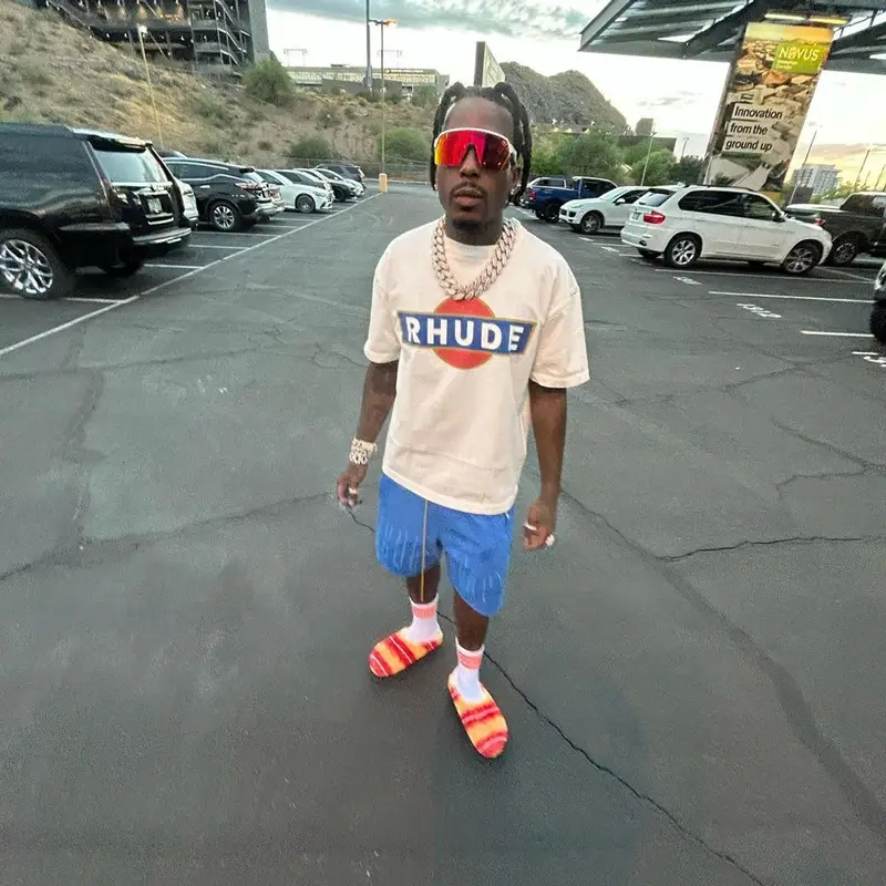 Sauce Walka outfit in Rhude, Oakley, and Marni, 2023