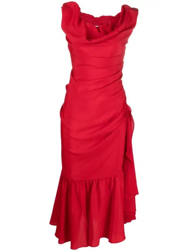 Vivienne Westwood Red Ginnie Frilled Crepe Midi Dress $1440