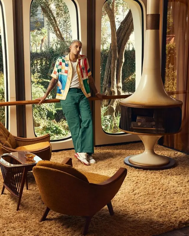 Kyle Kuzma outfit in Casablanca, Marine Serre, and Louis Vuitton, 2023