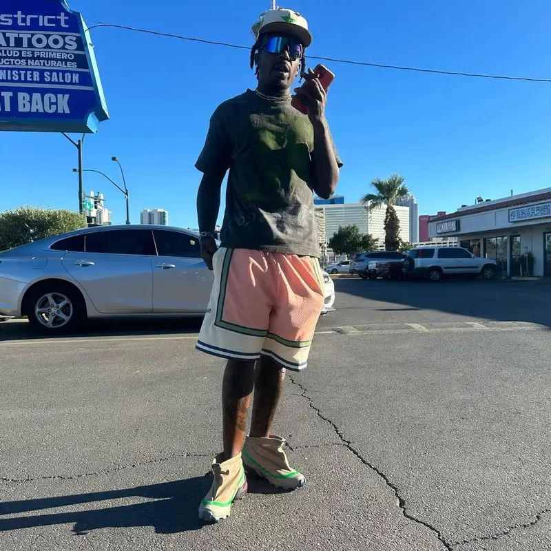 Sauce Walka outfit in Mitchell & Ness, Maison Margiela, and Oakley, 2023