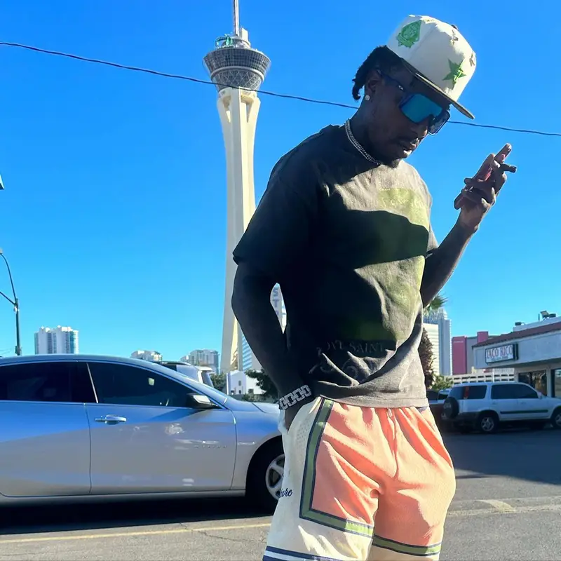 Sauce Walka outfit in Mitchell & Ness, Maison Margiela, and Oakley, 2023