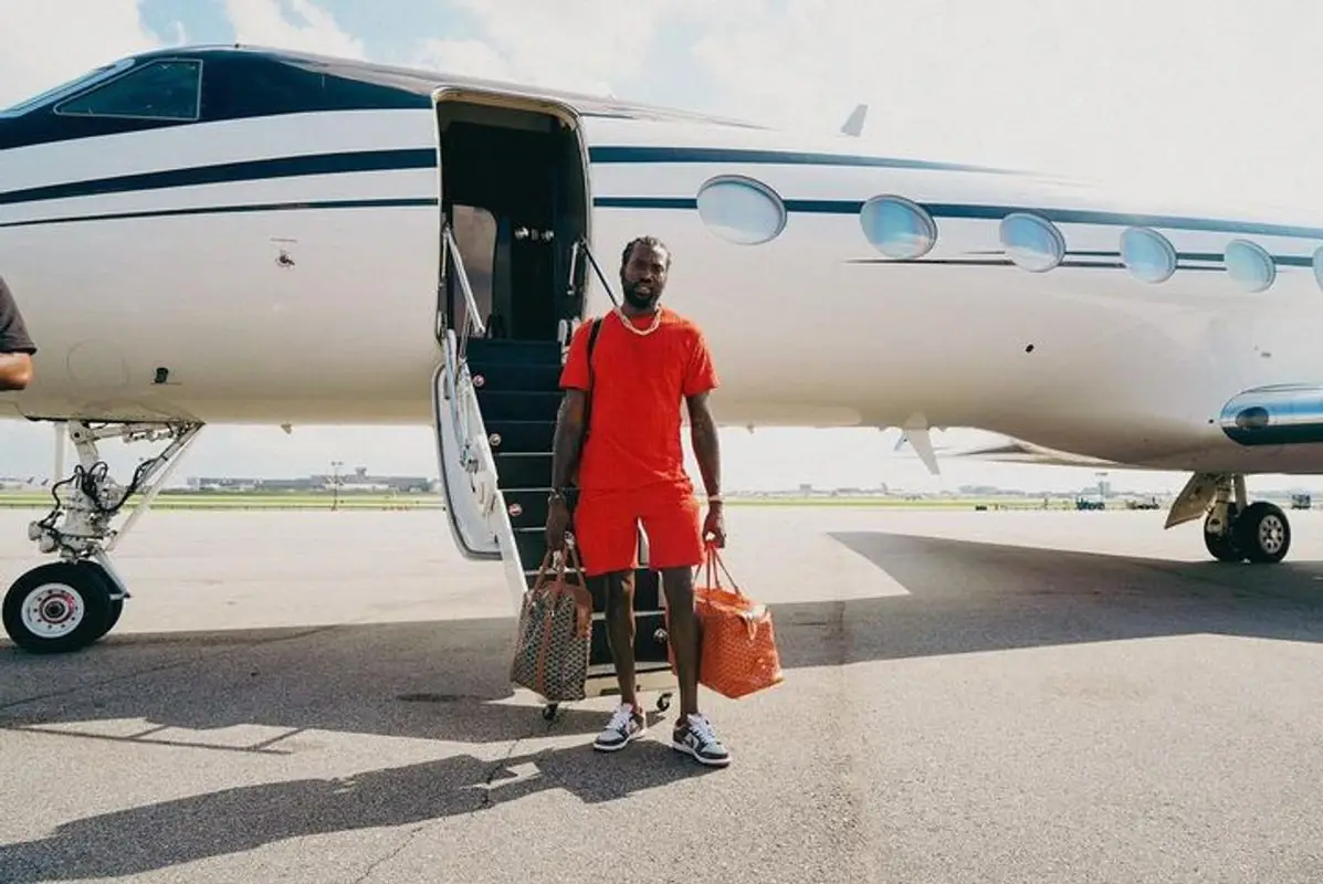 Meek Mill outfit in Givenchy, Nike, and Goyard, 2023