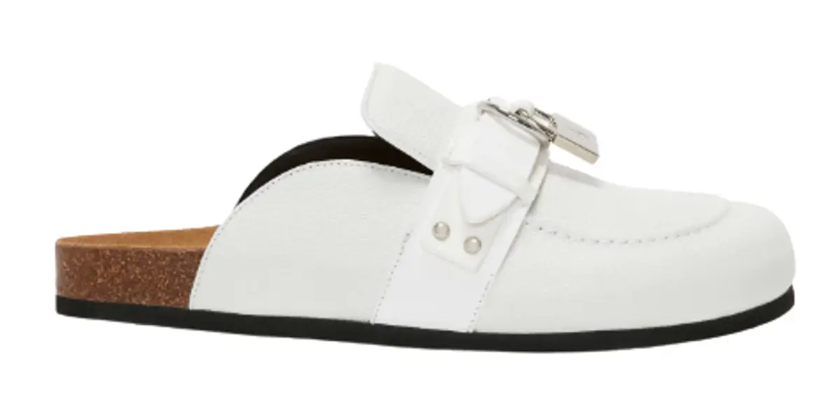 JW Anderson White Padlock Leather Mules $595