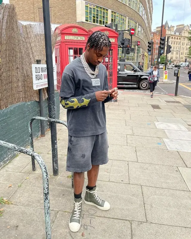 Lil Tjay outfit in Givenchy and Rick Owens, 2023