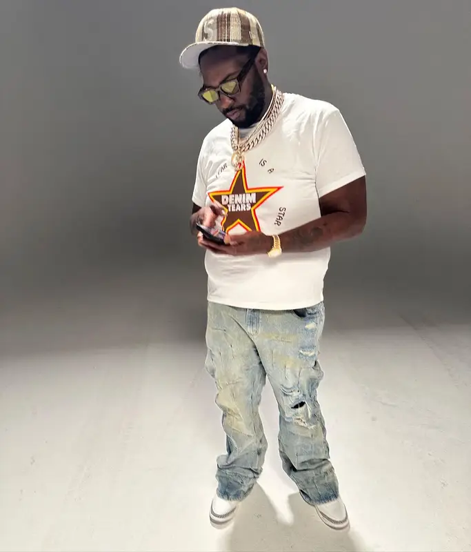 Peezy outfit in Denim Tears, Gallery Dept., and Supreme, 2023