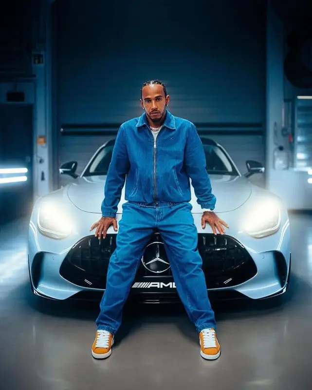 Lewis Hamilton outfit in Tommy Hilfiger and Puma, 2023