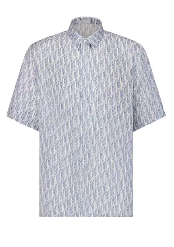 Dior Blue Striped Silk Twill Short-Sleeved Shirt $1750