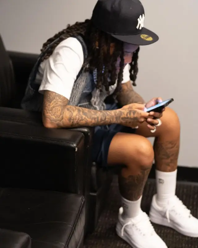 Young M.A outfit in Amiri, Kith, and New Era, 2023