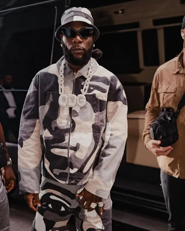 Burna Boy outfit in Givenchy and Louis Vuitton, 2023