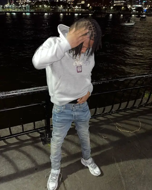 B Lovee outfit in Amiri, JJJJound, and Asics, 2023