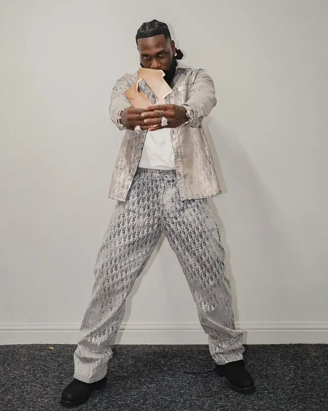 Burna Boy outfit in Dior and Timberland, 2023
