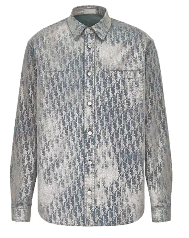 Dior Gray and Gold-Tone Cotton-Blend Twill Overshirt $2000