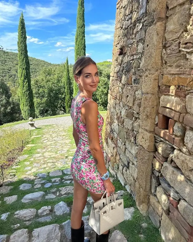 Chiara Ferragni outfit in Hublot, Hermes, and Heavy Manners, 2023