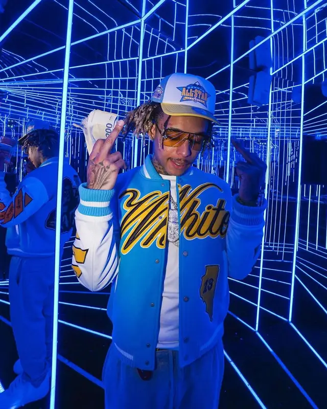 Zola outfit in Off-White, Nike, and Mitchell & Ness, 2023