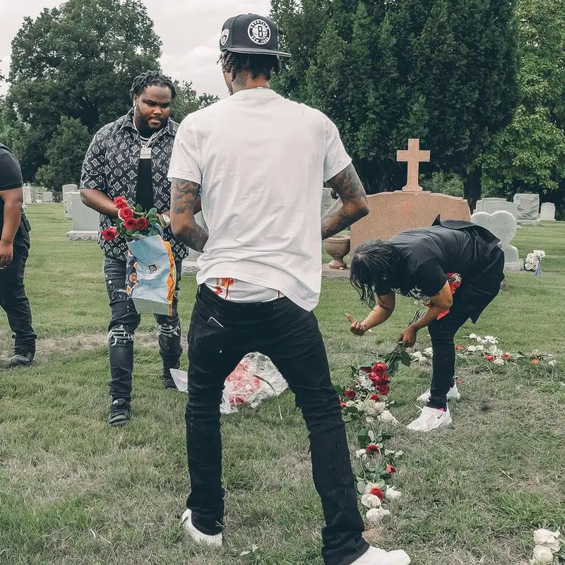 Tee Grizzley outfit in Louis Vuitton, Amiri, and Jordan, 2023