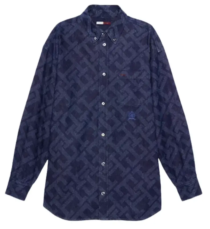 Tommy Hilfiger Indigo Crest Th Monogram Classic Denim Shirt $265