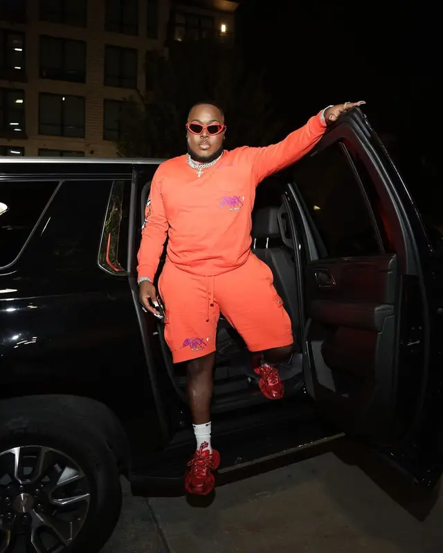 Saucy Santana outfit in Chrome Hearts, Balenciaga, and Matty Boy, 2023