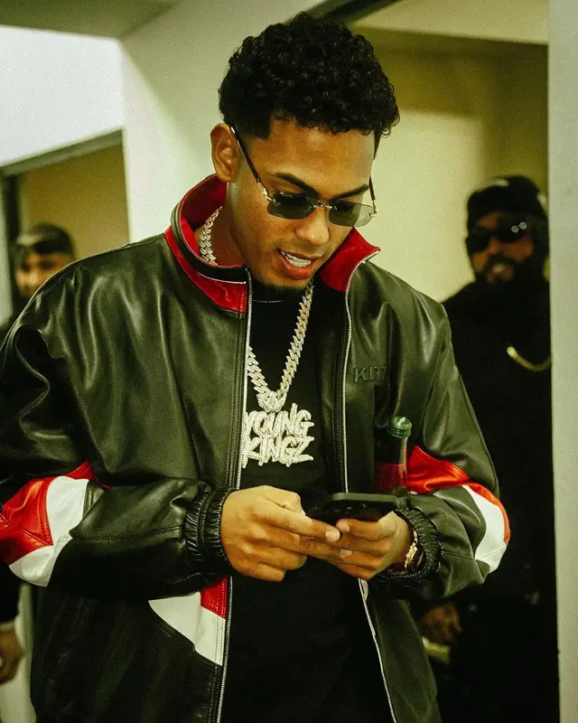 Myke Towers outfit in Kith, Jordan, and Cartier, 2023
