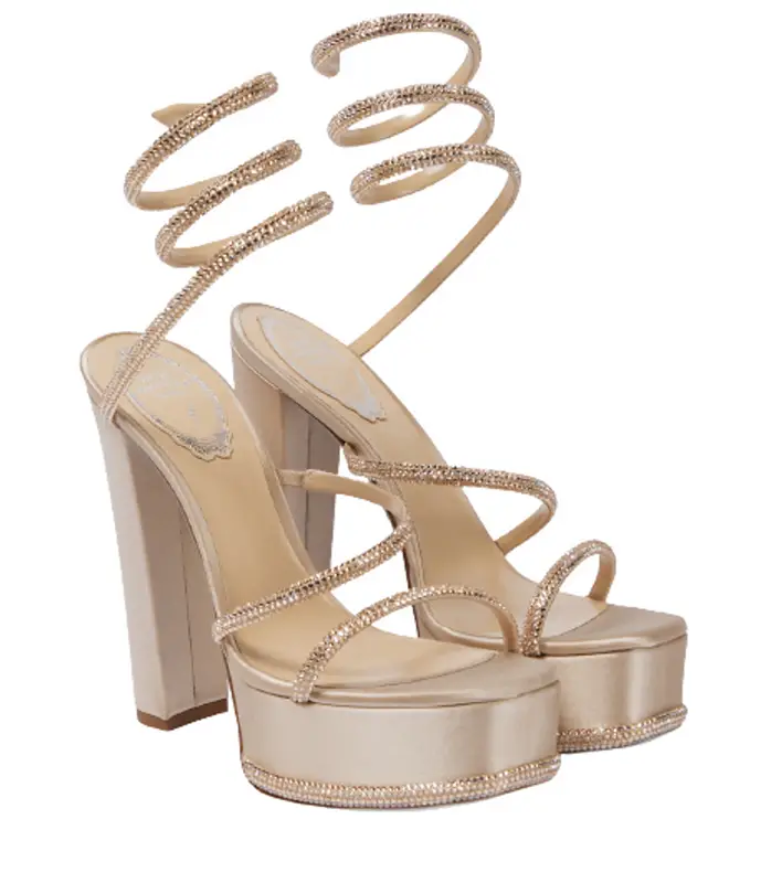 Rene Caovilla Embellished Satin Platform Sandals $1700
