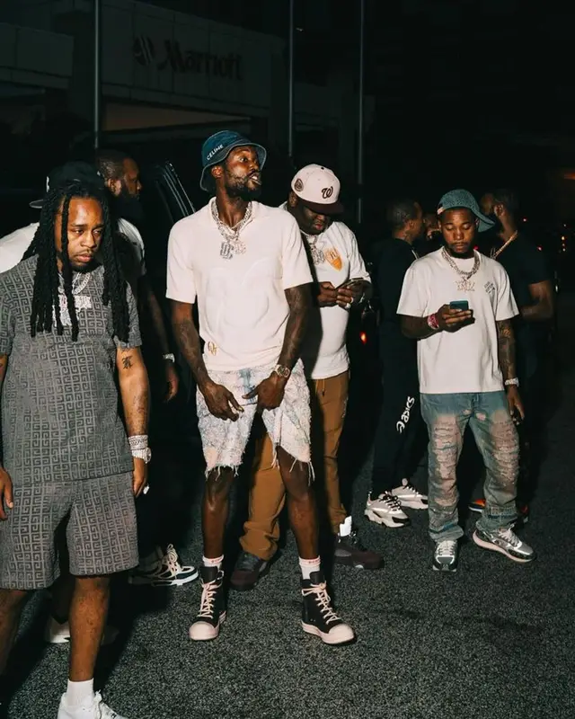 Meek Mill outfit in Dior, Celine, and ERL, 2023