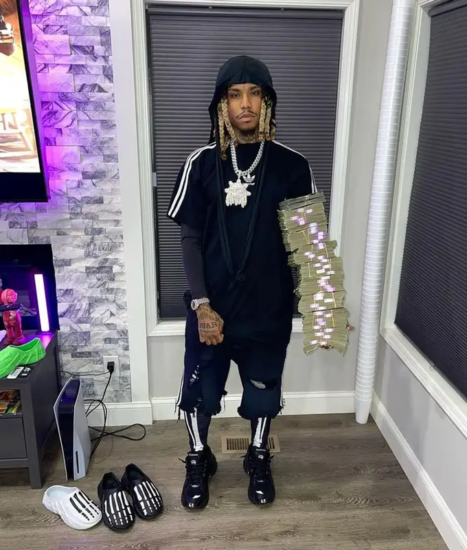 Lil Gnar outfit in Adidas and Balenciaga, 2023