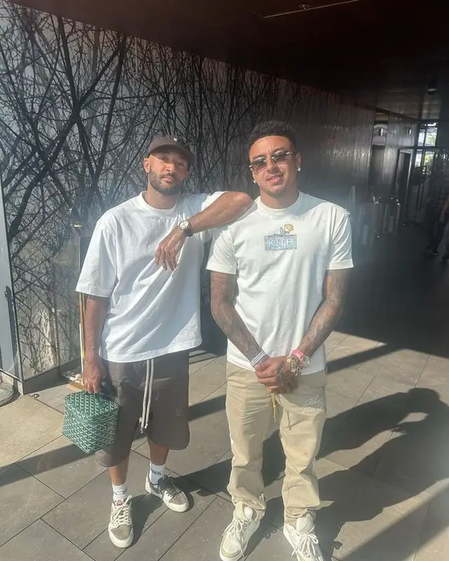 Jesse Lingard outfit in Kith, Rhude, and Louis Vuitton, 2023