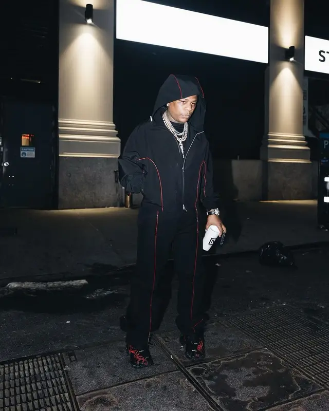 Rylo Rodriguez outfit in Ferragamo and Balenciaga, 2023