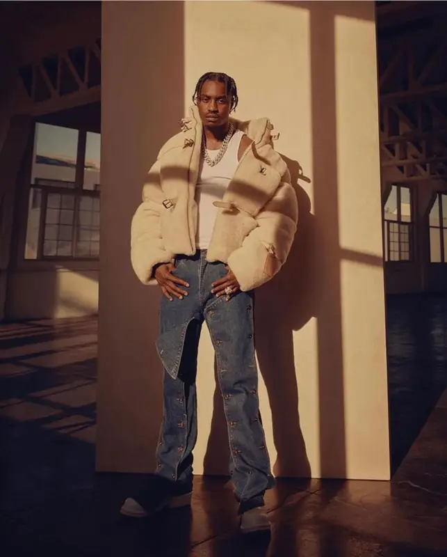 Lil Tjay outfit in Louis Vuitton, Y/Project, and Bottega Veneta, 2023
