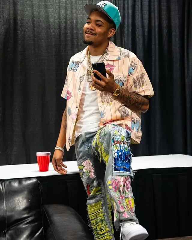 G Herbo outfit in Homme + Femme, Who Decides War, and New Era, 2023