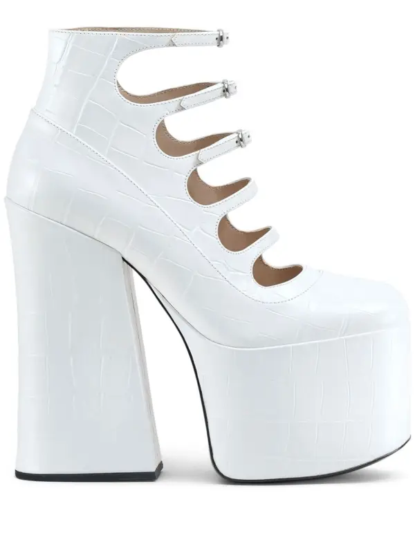 Marc Jacobs 160mm Crocodile-embossed Platform Pumps In White $550